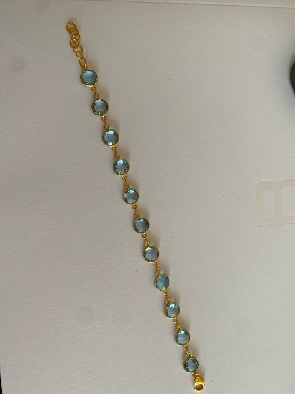 NWOT gold vermeil over sterling silver blue topaz bracelet